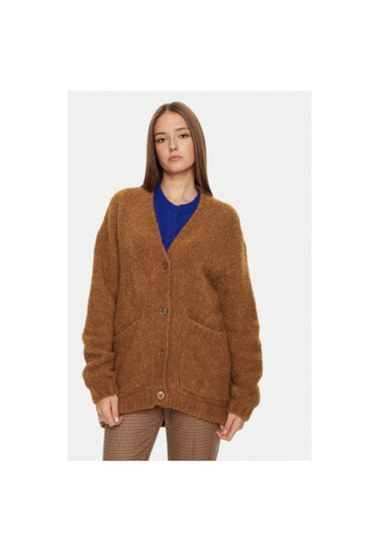 Дамски кардиган - 304611148 - Вълна/Акрил/Вълна Алпака - Кафяв - Кафяв American Vintage
