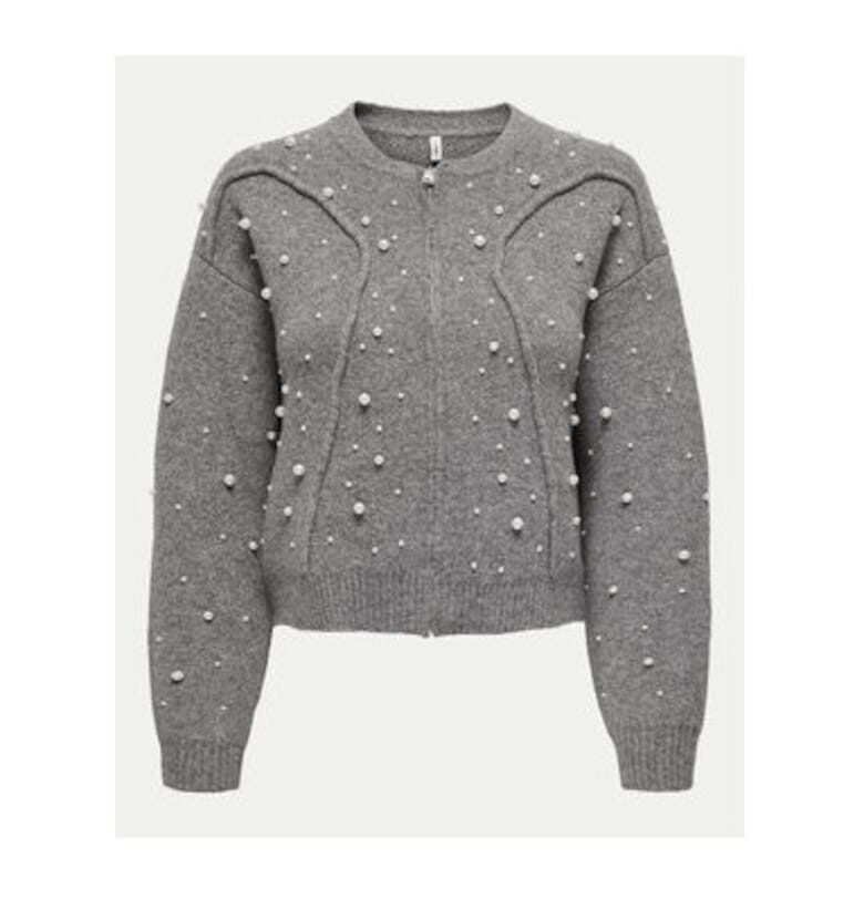 Дамски кардиган -  304767944 - Рециклиран полиестер/Акрил - Сив - Сив Only