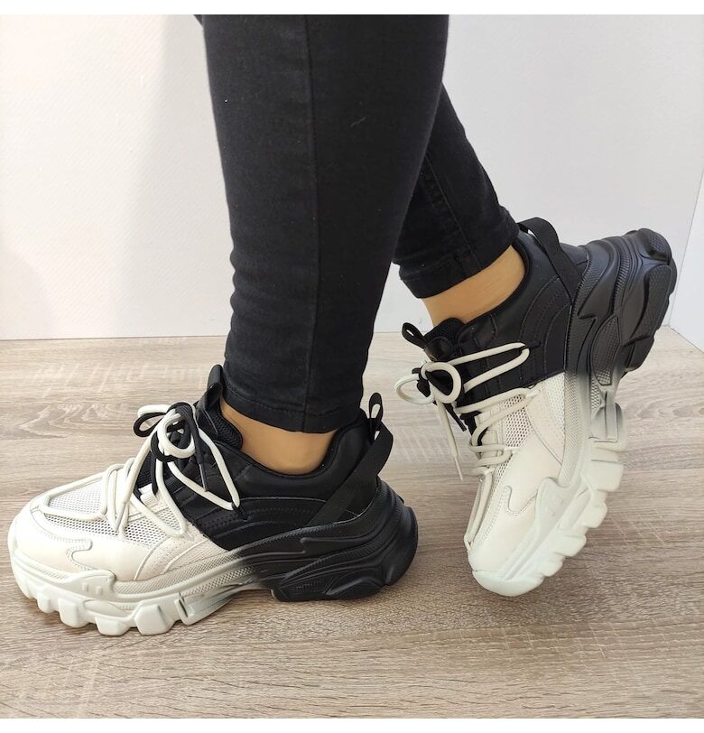 Дамски обувки  2386 Черни с кремаво - бели FRANCO GERARDO