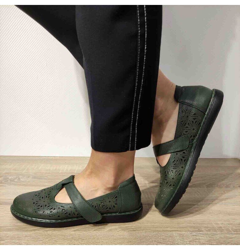 Дамски перфорирани обувки  3233-88 - Зелени FORMAZIONE