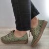 Дамски перфорирани обувки 7154-1 Olive - Зелени DOGATI