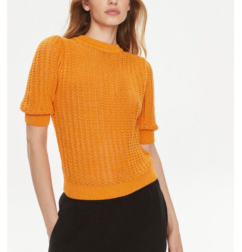 Дамски пуловер -  303918439 - Памук/Акрил/Метални влакна - Оранжев - Оранжев Morgan
