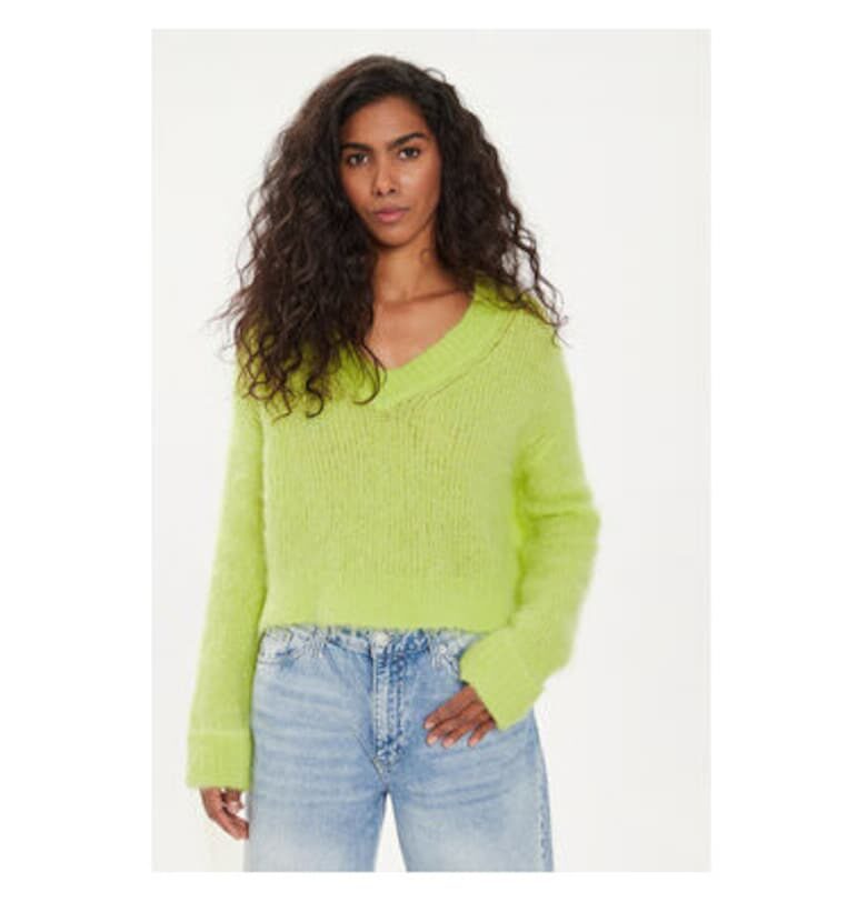 Дамски пуловер -  303927479 - Вълна алпака/Полиамид - Зелен - Зелен American Vintage