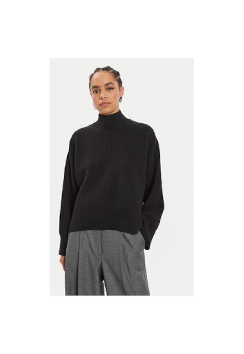 Дамски пуловер - 304213335 - Мериносова вълна - Черен - Черен IVY OAK