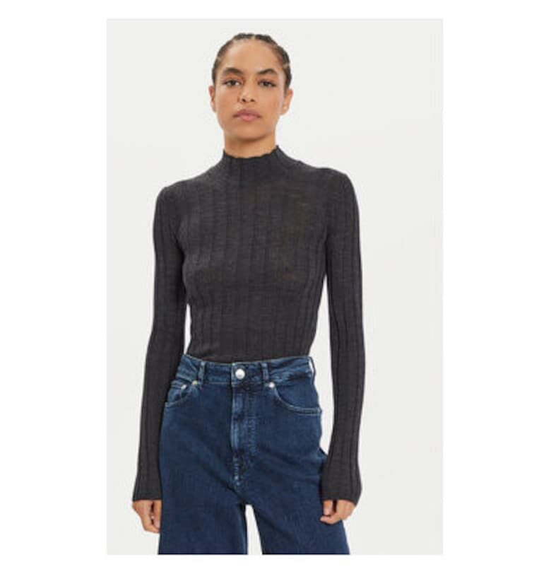 Дамски пуловер -  304213359 - Мериносова вълна - Сив - Сив IVY OAK