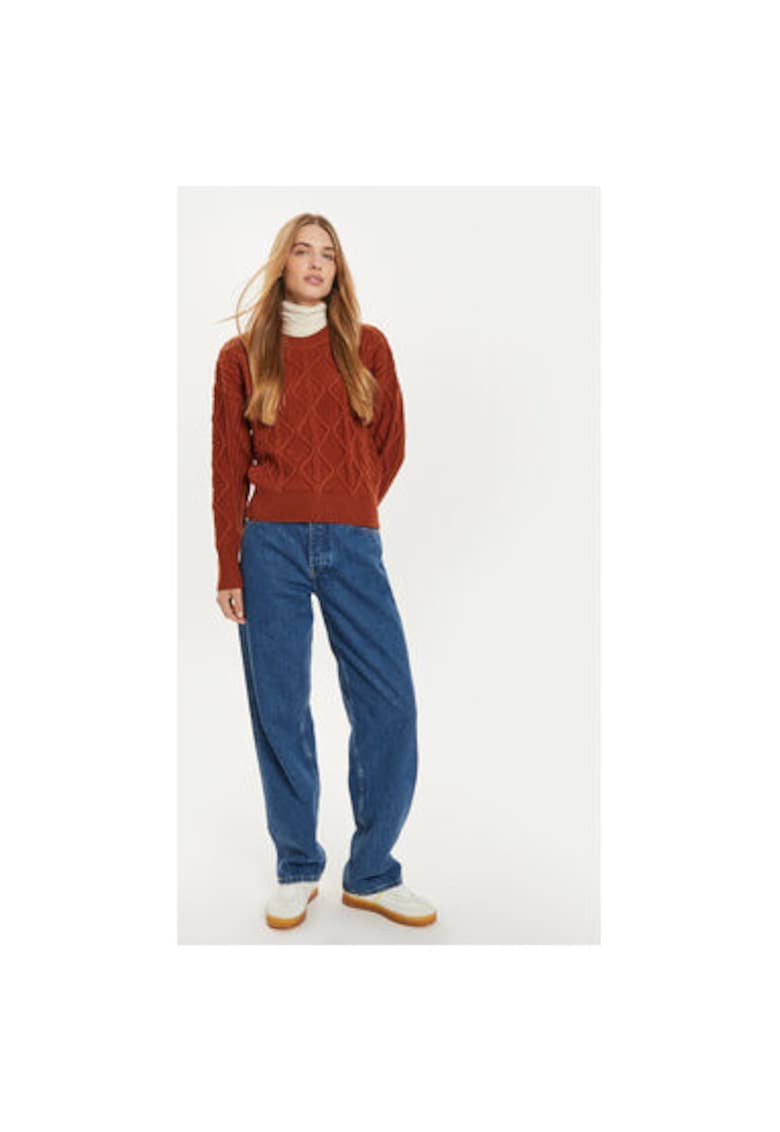 Дамски пуловер - 304282058 - Памук/Акрил - Кафяв - Кафяв Wrangler