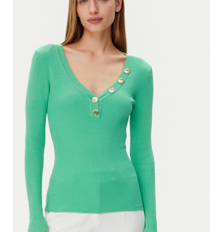 Дамски пуловер -  305253118 - Вискоза/Полиамид - Зелен - Зелен Morgan