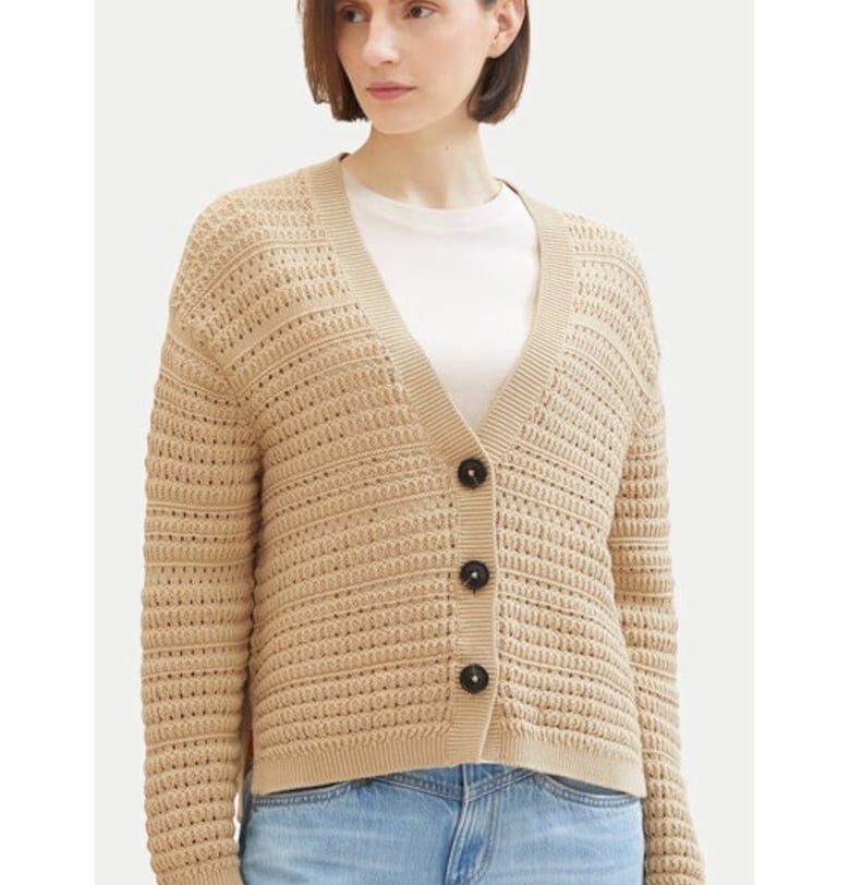 Дамски пуловер -  524173 - Бежов - Памук - Бежов Tom Tailor