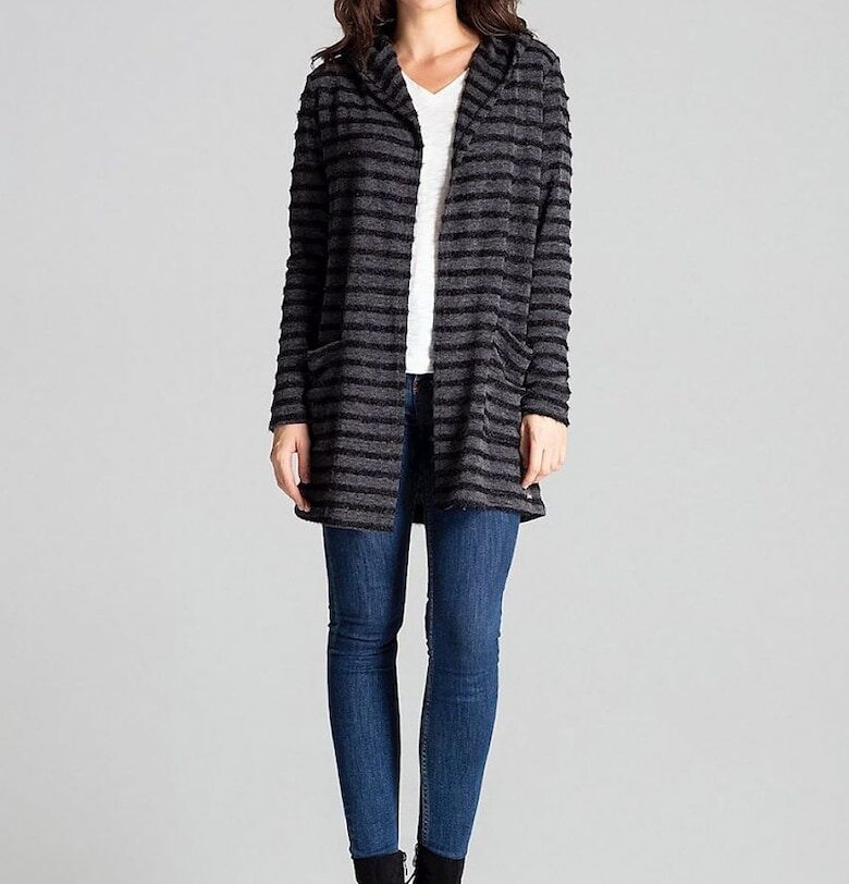 Дамски пуловер - ленитиф - жилетка - черен Lenitif