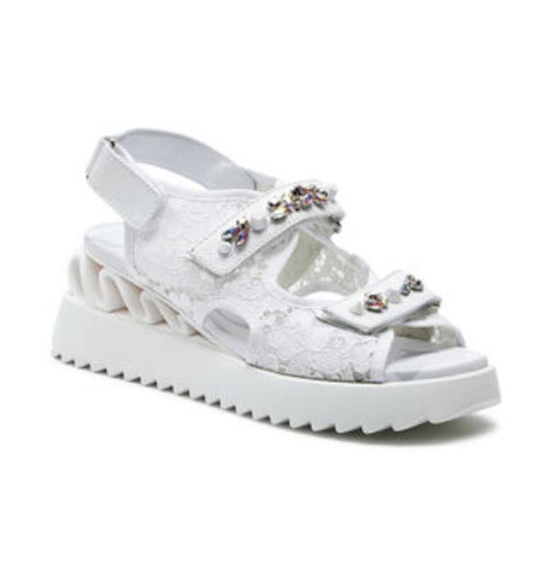 Дамски сандали -  303773748 - текстил - бял - LE SILLA