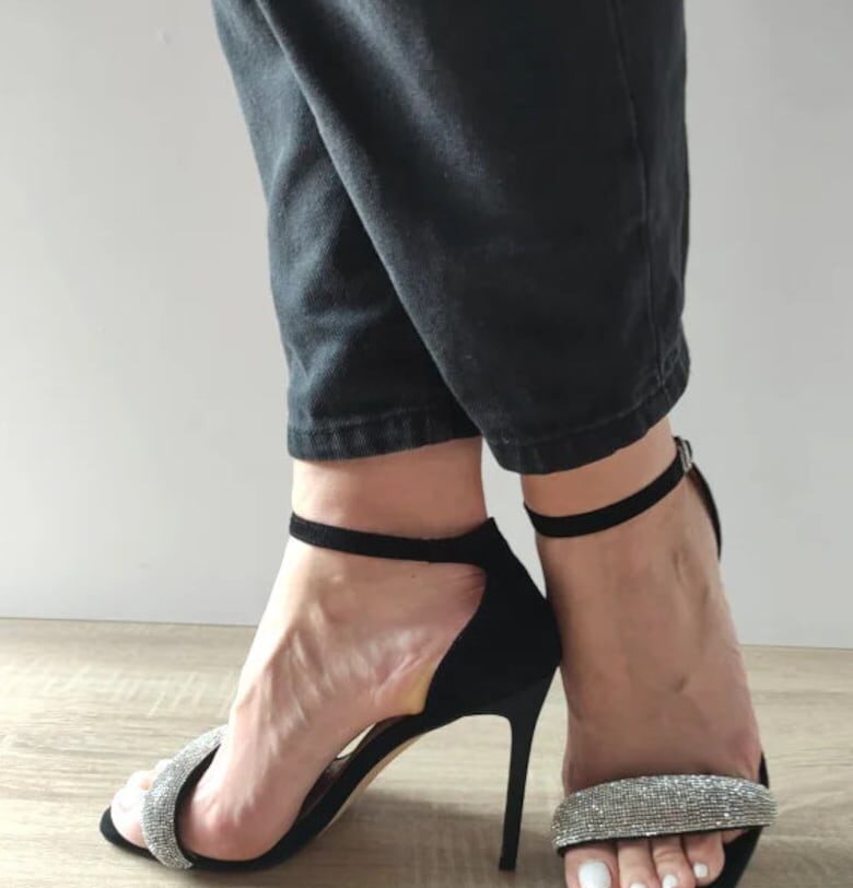 Дамски сандали  360003A 01-I Елегантни черни велур Epica