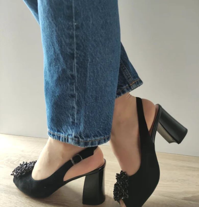 Дамски сандали  360023A 01-I - Елегантни - черни велур - черен Epica