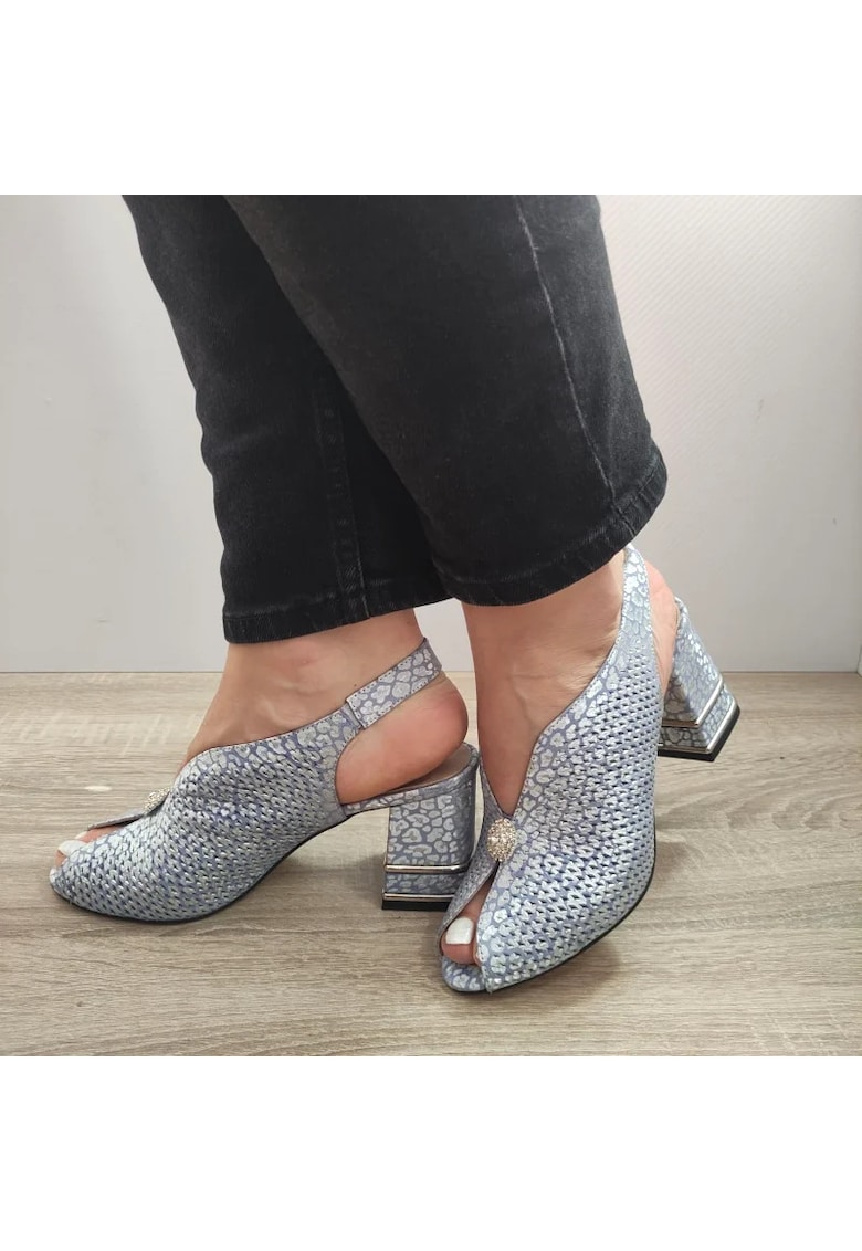 Дамски сандали 577 Елегантни - синьо със сребристо - сиво DOGATI