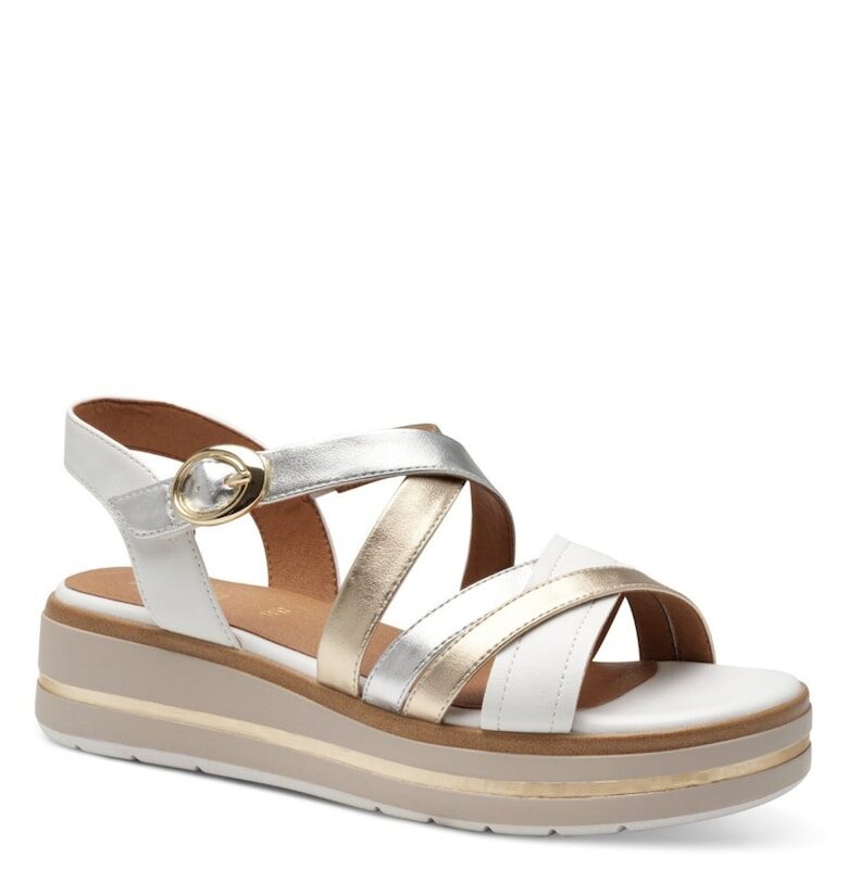 Дамски сандали Jana с велкро закопчаване в комбинация от бяло злато 28267-44-199 07304 Jana Shoes