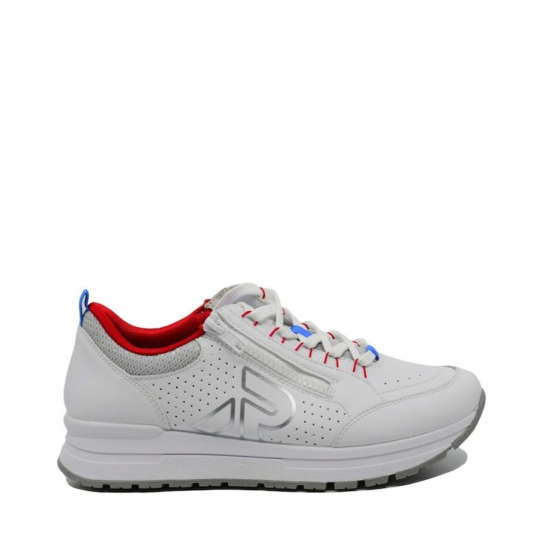 Дамски спортни обувки от естествена кожа - бели с контрастни детайли Rieker