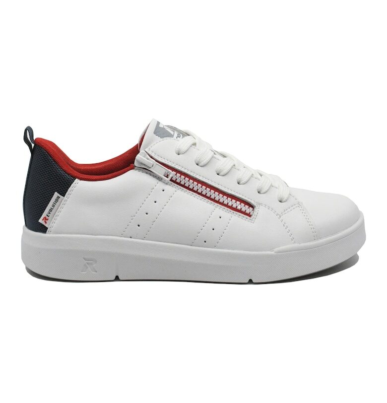 Дамски спортни обувки  от естествена кожа - бели с контрастни червени детайли RIK41906-80 Rieker