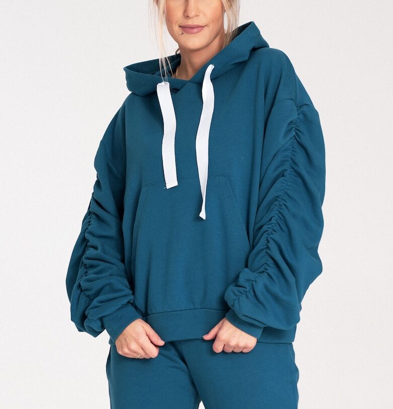 Дамски суитшърт  M1055 - бухнали ръкави - памук - син Figl