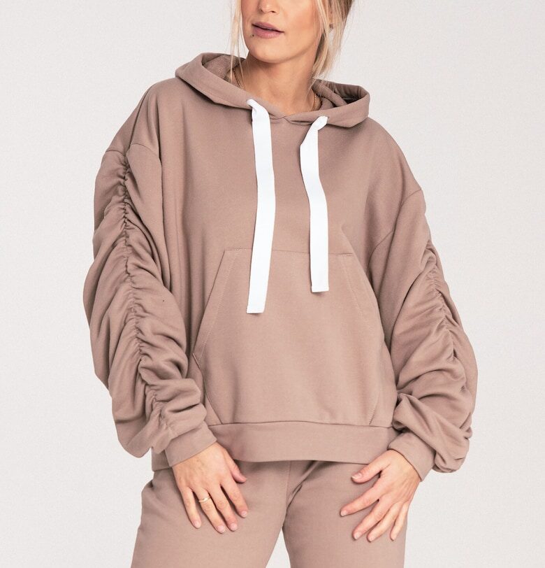 Дамски суитшърт -  M1055 - широки ръкави - бежов - памук Figl