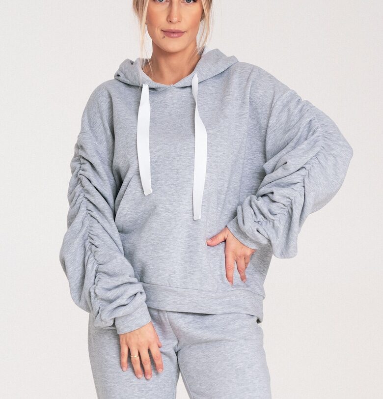 Дамски суитшърт -  M1055 - широки ръкави - сив - памук Figl