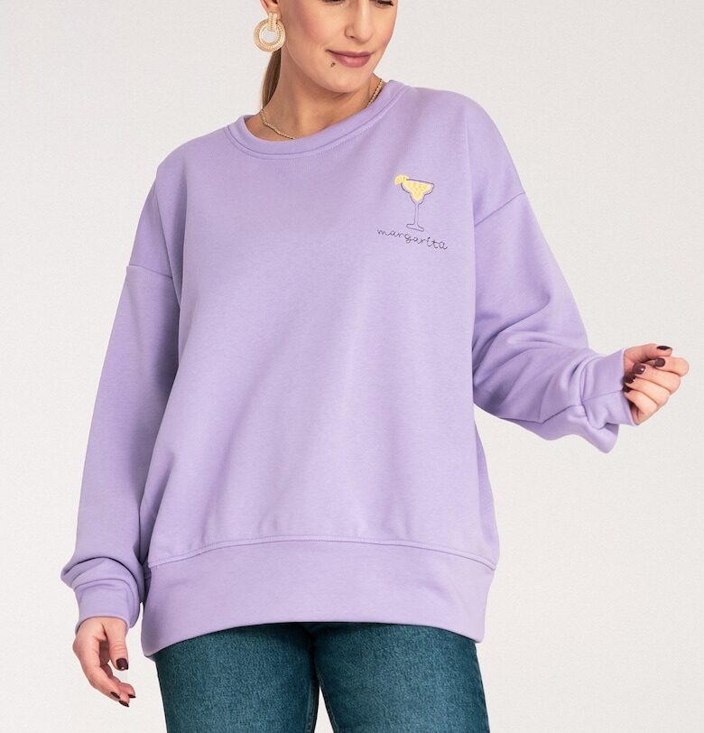 Дамски суитшърт  бродерия - лилав - памук/полиестер - SM Figl