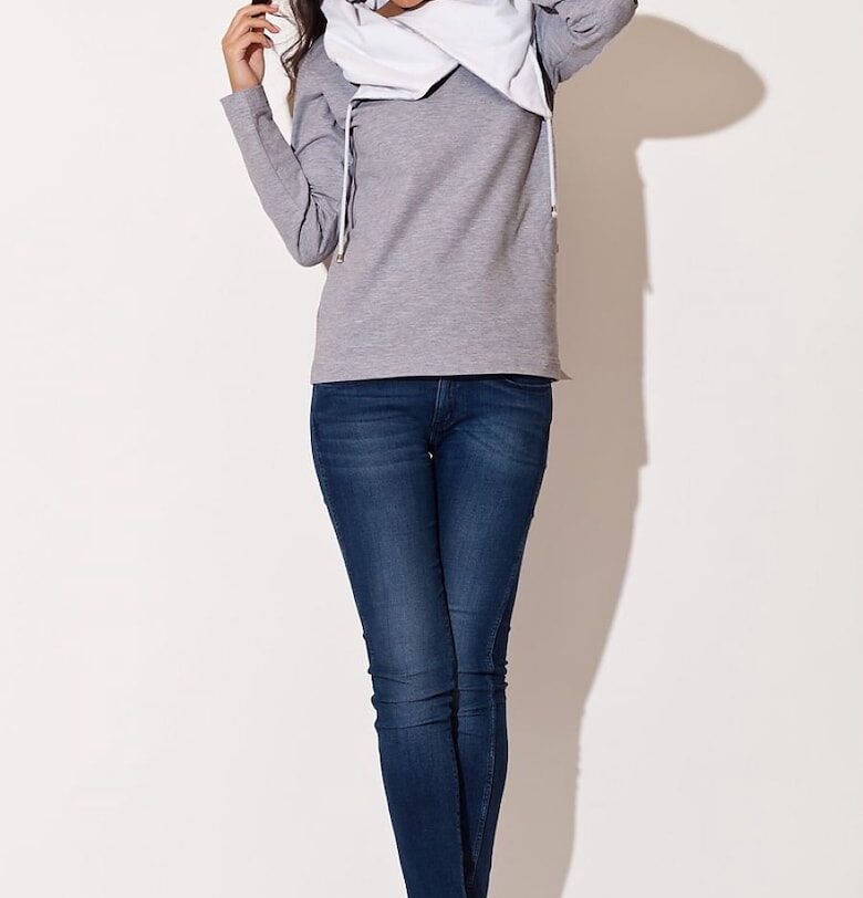 Дамски суичър  дълъг ръкав - качулка - 95% памук - 5% еластан KATRUS