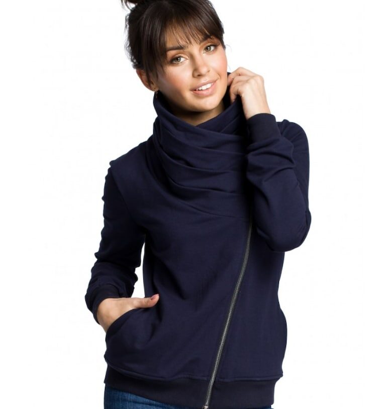 Дамски суичър - памук/еластан - тъмносин OEM