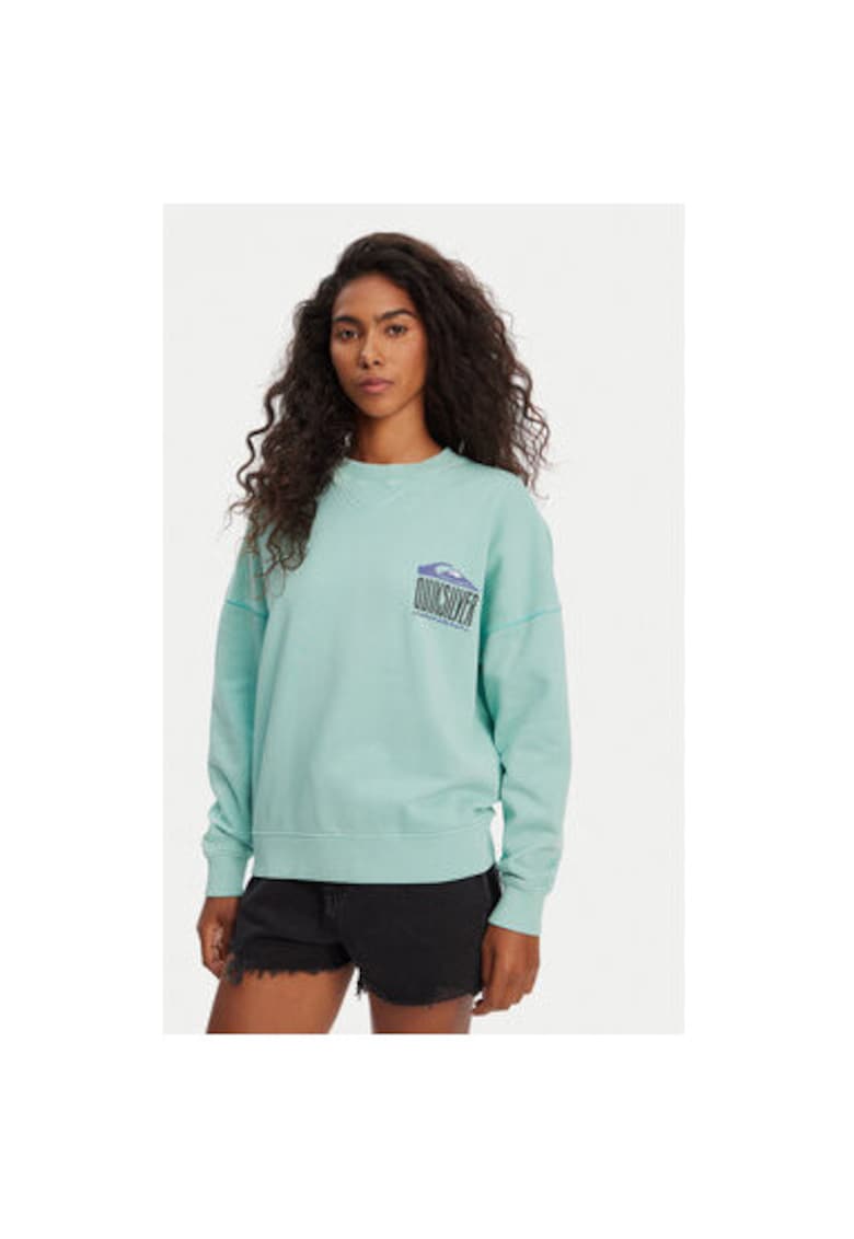 Дамски суичър с качулка EQWFT03179 - памук/полиестер - тюркоаз - Тюркоаз QUIKSILVER