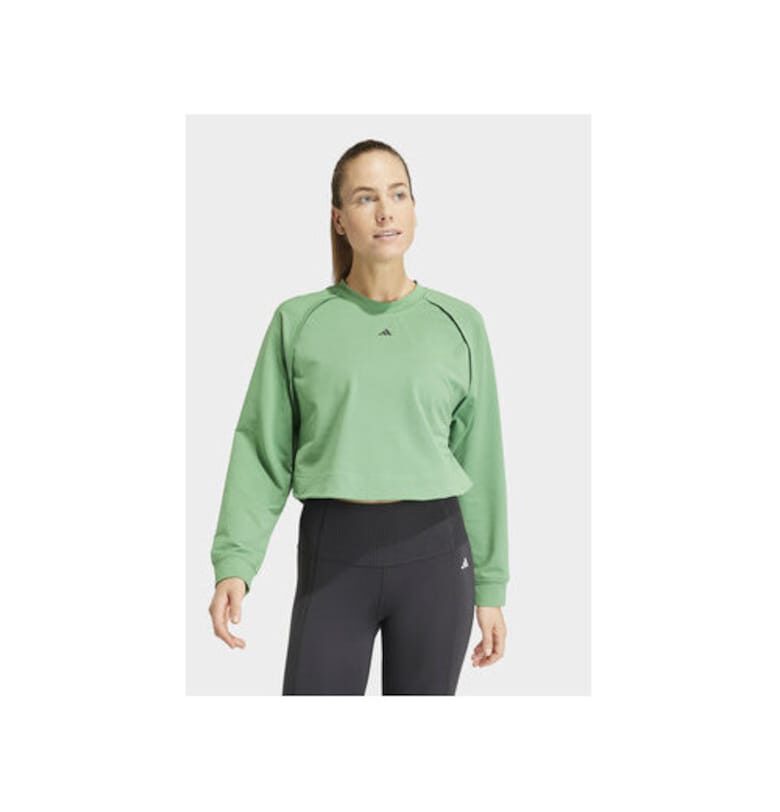 Дамски термо суитшърт -  303458218 - Рециклиран полиестер/Памук - Зелен - Зелен adidas