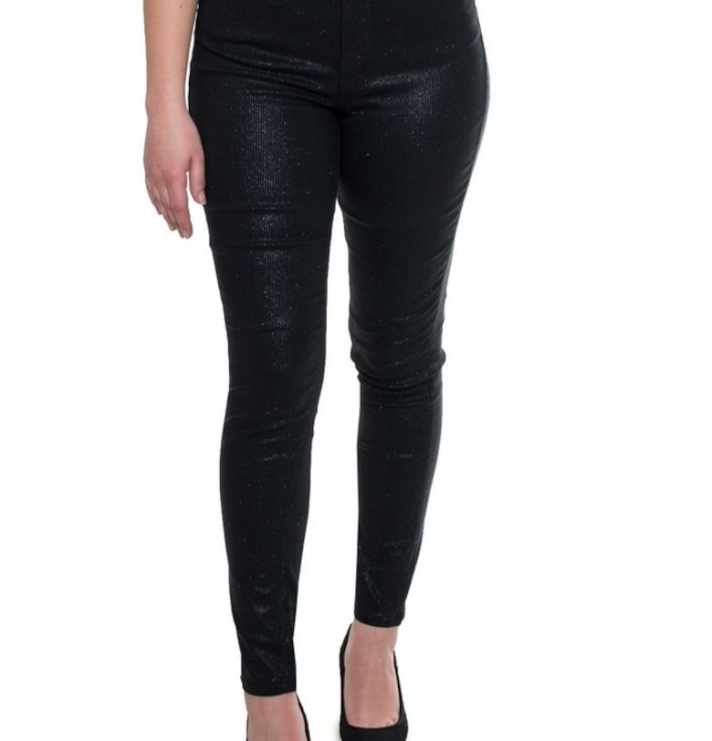 Дамски тесни дънки с блестяща визия 10408 - Черен GUESS