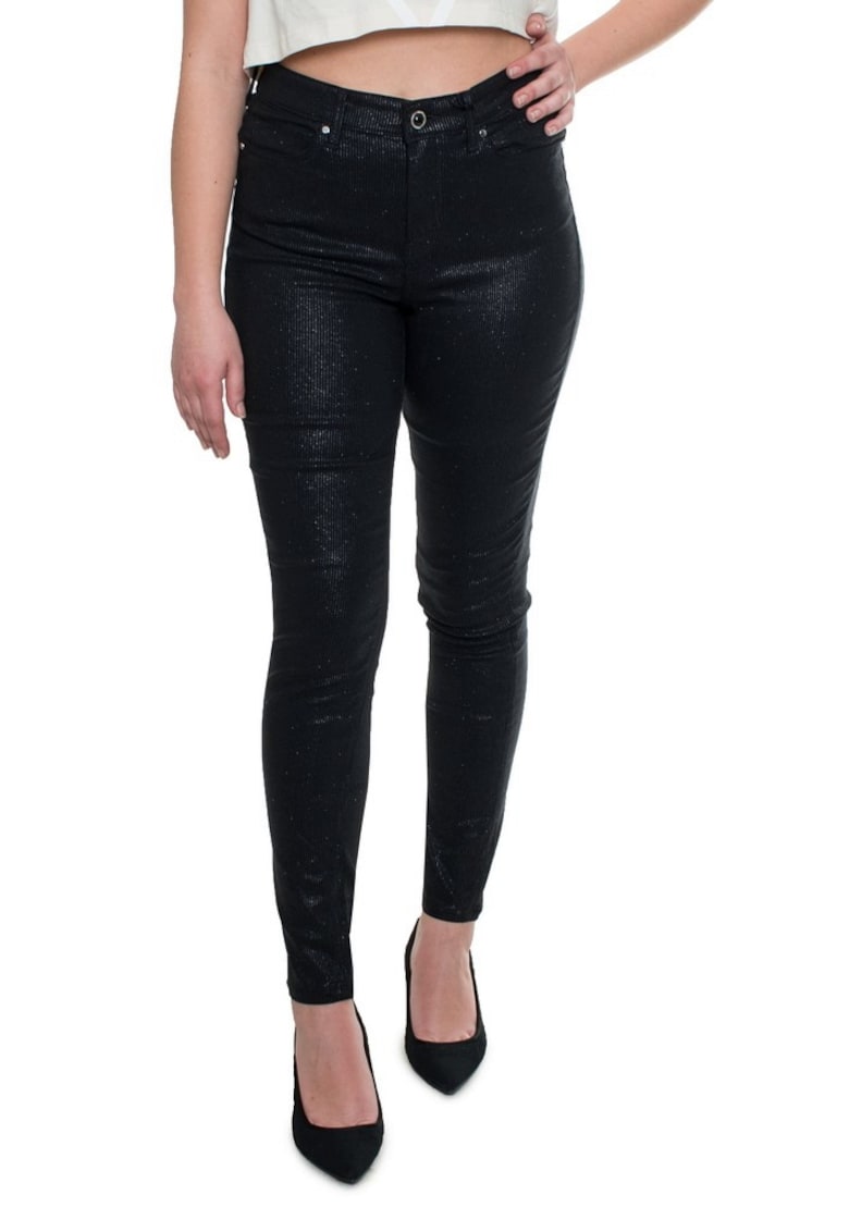Дамски тесни дънки с блестяща визия 10408 - Черен GUESS