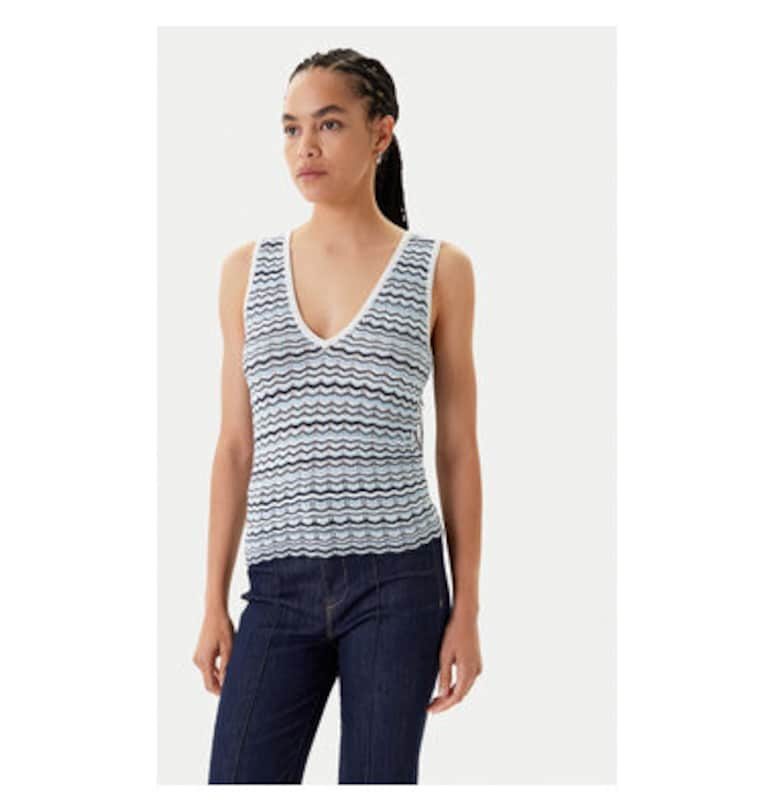 Дамски топ  251-MINKO - Вискоза/Памук - Син - Син Morgan