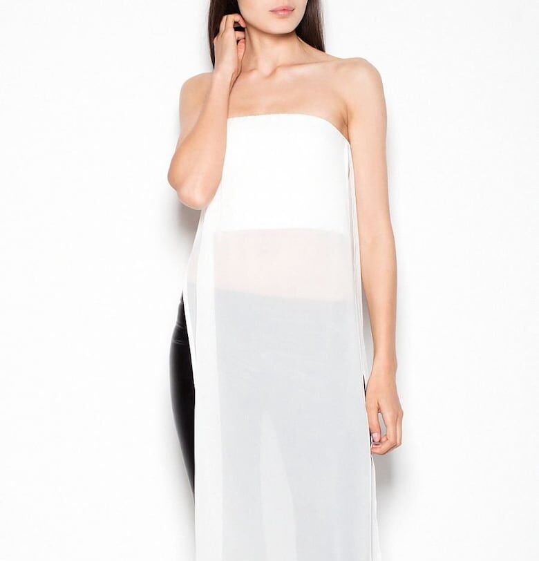 Дамска тениска  бежова - декоративен шифон - оригинална кройка Venaton