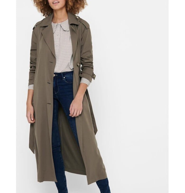 Дамски тренчкот -  19762 - Полиестер - Кафяв Only