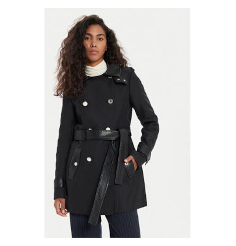 Дамски тренчкот -  304480034 - Полиестер/Памук - Черен Morgan