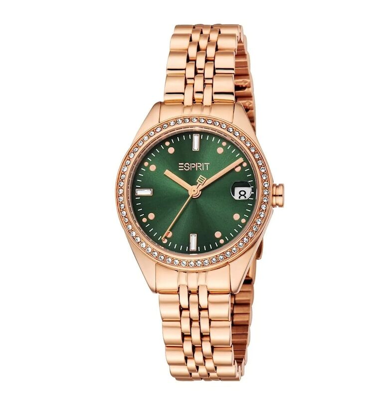 Дамски часовник  30 мм - стоманен корпус - розово-златна каишка - кварцов механизъм Esprit