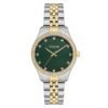Дамски часовник  34 мм - стомана - водоустойчив 5 ATM - сребрист/златист - зелен циферблат Wesse