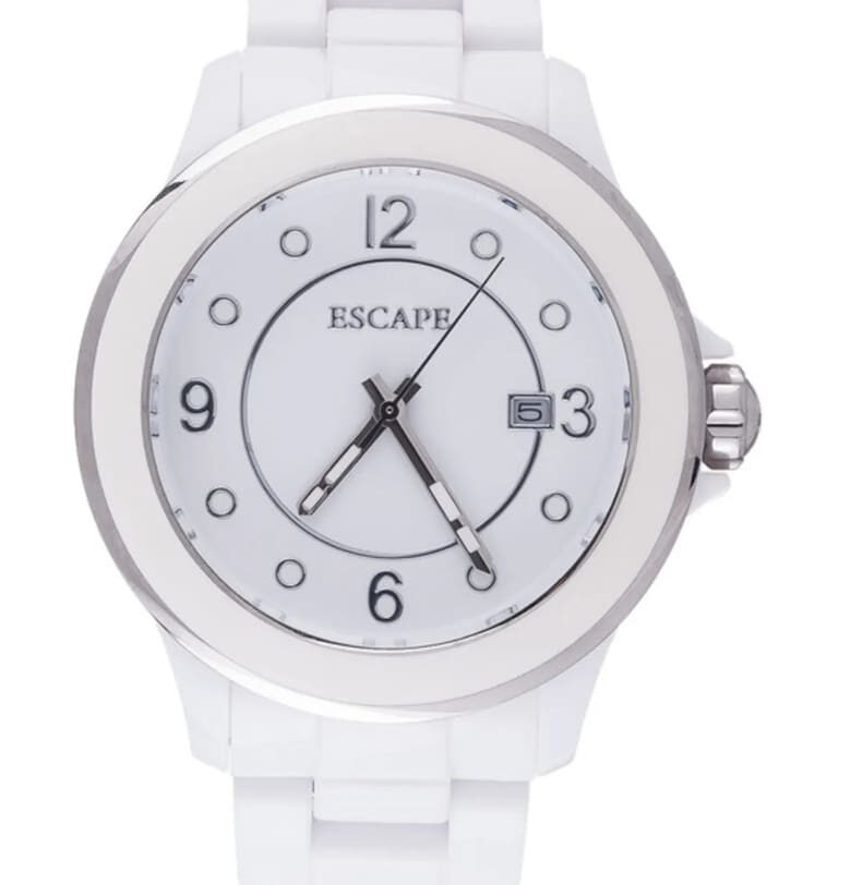 Дамски часовник  40 мм - бяла пластмасова каишка - водоустойчивост 5 ATM Escape