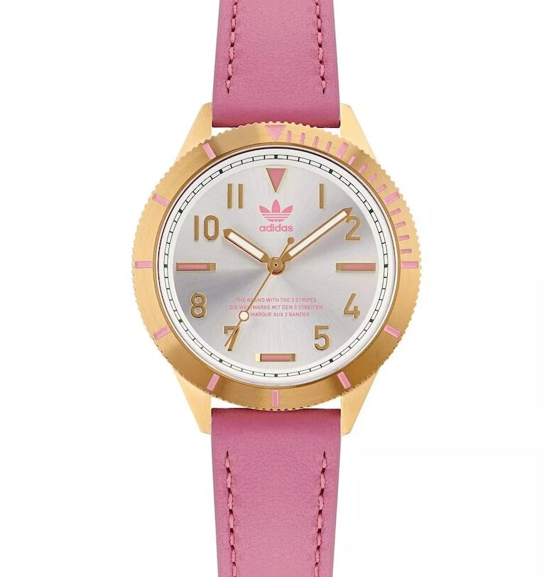 Дамски часовник  AOFH22509 - 36мм - розова силиконова каишка - корпус от стомана розово злато - сребрист циферблат adidas