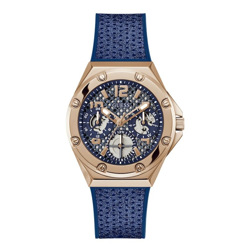 Дамски часовник  Asteria - неръждаема стомана - силикон - водоустойчив 5 ATM - 40x10.45mm - син - rose gold GUESS