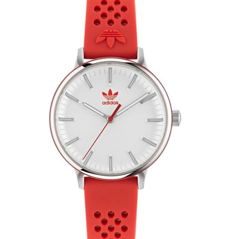 Дамски часовник  CODE ONE - 32 мм - неръждаема стомана - силиконова каишка - сребристо/червено adidas