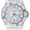 Дамски часовник  ECP10219 - сребърна каишка от екологична кожа 41-45 мм - водоустойчив 5 ATM Escape