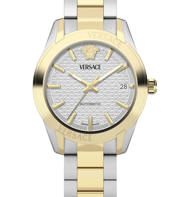 Дамски часовник  Greca Classic Automatic - сребристо-златист - 35 мм - водоустойчив 50 м Versace