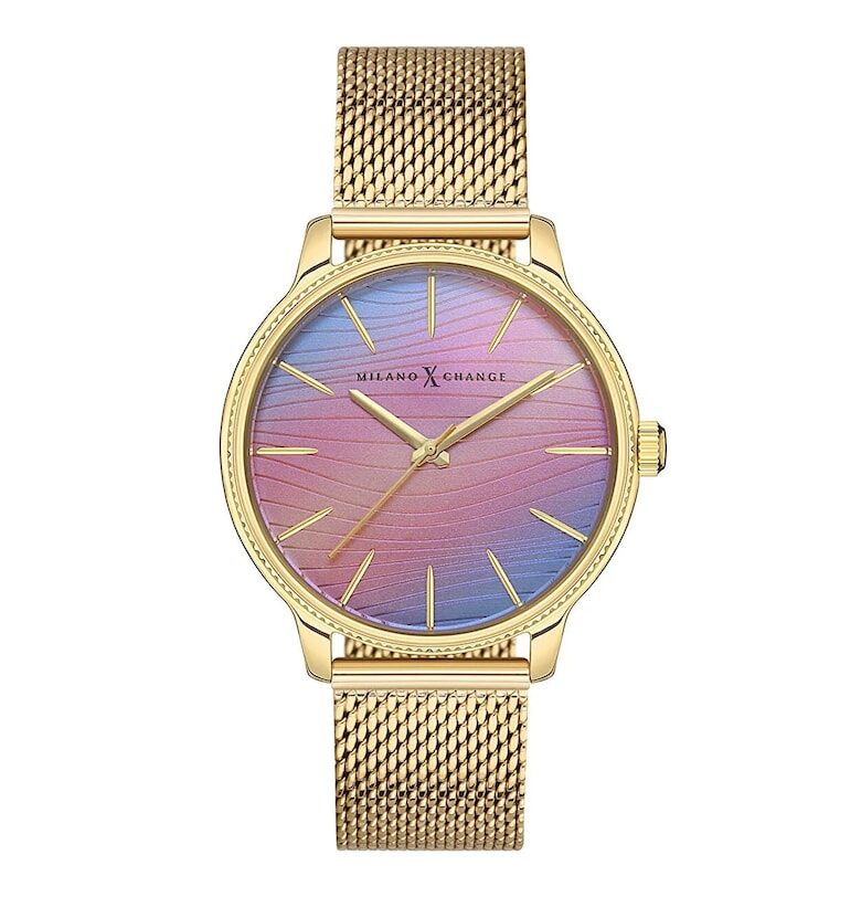 Дамски часовник  MEX1175 38мм - текстилна каишка в златист цвят - водоустойчив 3 ATM Milano X Change
