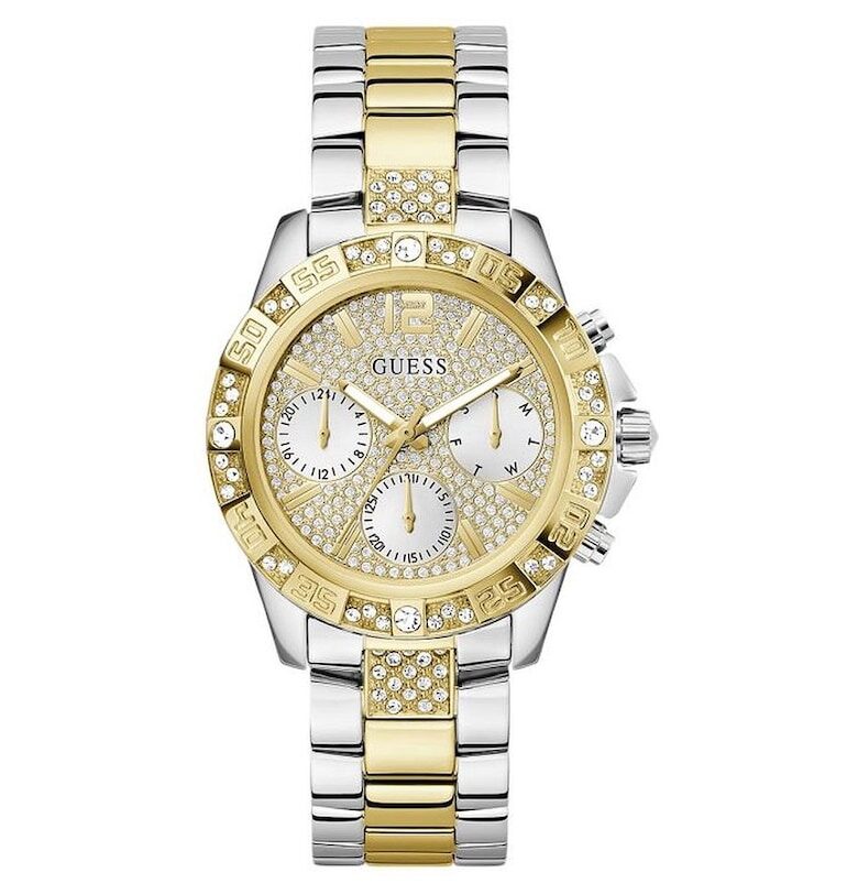 Дамски часовник  Majesty - сребристо-златист - 40мм - верижка от неръждаема стомана - водоустойчив 50м GUESS