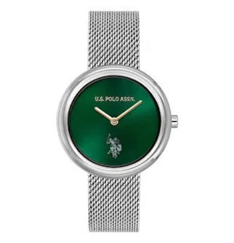 Дамски часовник  USPA2094-05 - златист - метална каишка - зелен циферблат - 35 мм US Polo Assn