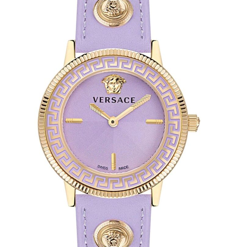 Дамски часовник -  Неръждаема стомана/Кожа - Лилав/Златист Versace