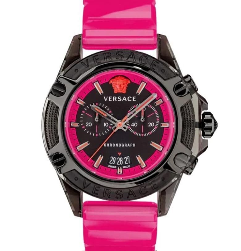 Дамски часовник -  Пластмаса - Черно/Розово Versace