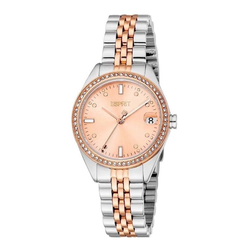 Дамски часовник  модел ES1L428M0075 - корпус от стомана 30 мм - розово-златна стоманена каишка - водоустойчивост 3 ATM Esprit