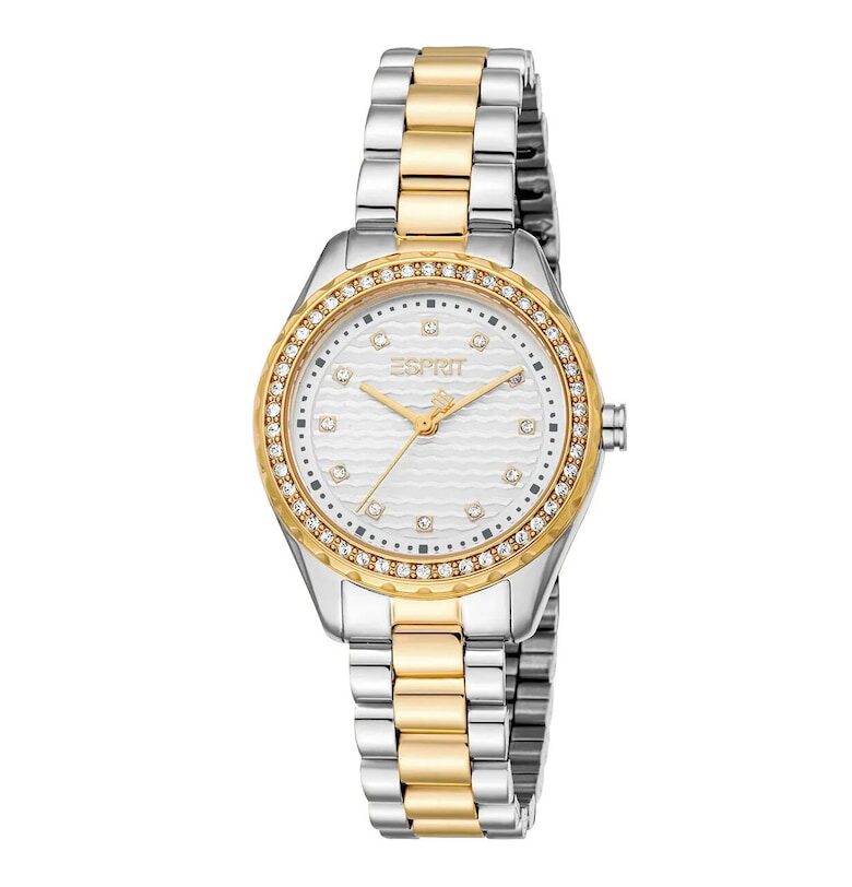 Дамски часовник  модел ES1L452M0055 - стоманен корпус 30мм - златна каишка - кварцов механизъм Esprit