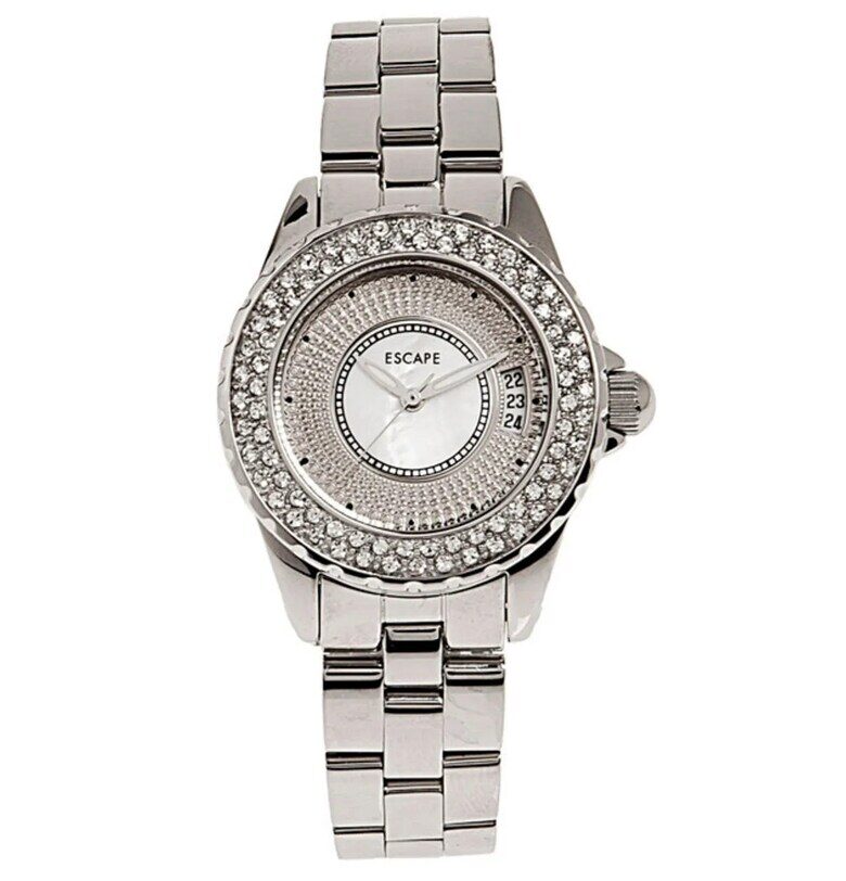 Дамски часовник  стоманена каишка - кръгъл корпус 30 мм - водоустойчивост 5 АТМ - сребрист Escape